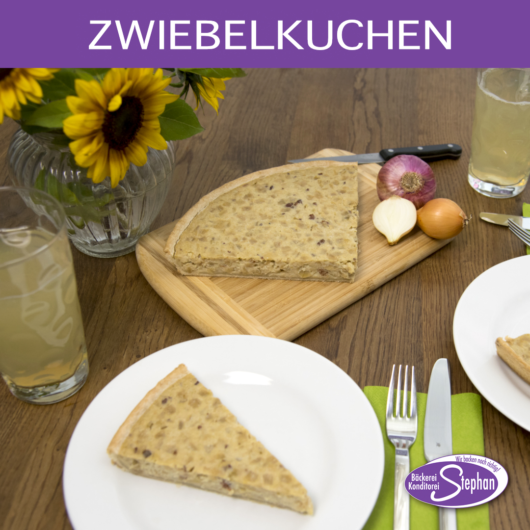 Zwiebelkuchen Unser Zwiebelkuchen auf einem sehr dünnen Teig
